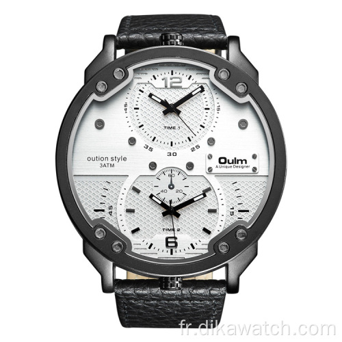 OULM 48mm Grand Cadran Montres En Cuir Quartz Hommes Sport De Luxe Casual Montres Petit Trois Cadran Unique Design Montres De Mode